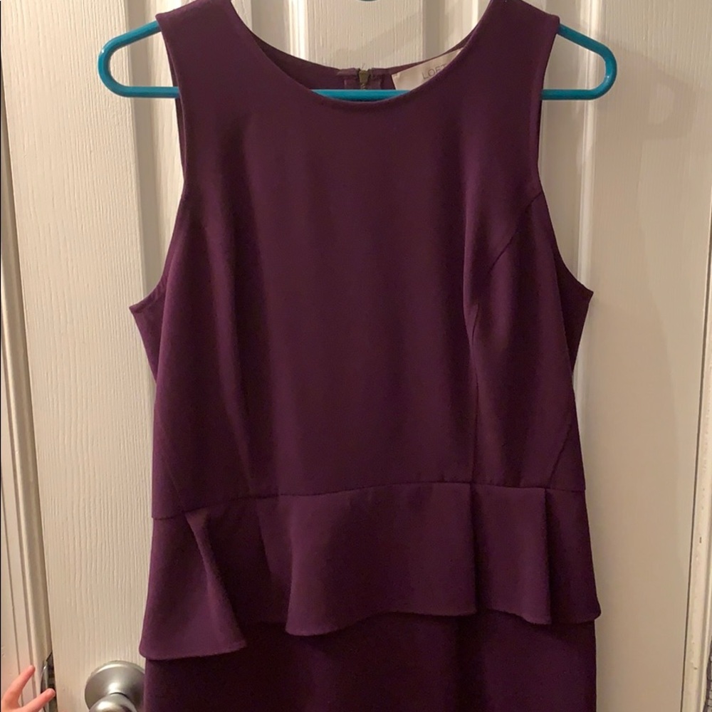 Loft Purple Sleeveless Peplum Dress 12